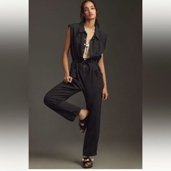 Anthropologie Pilcro Mechanic Jumpsuit Sleeveless Romper Size Medium - Picture 1 of 10